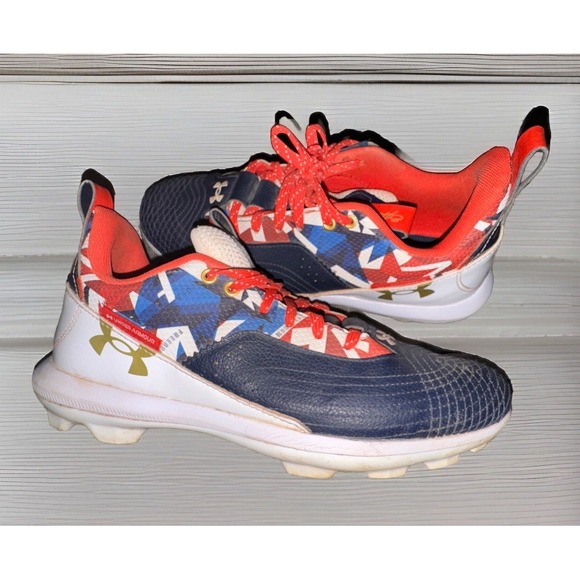 Under Armour Other - UNDER ARMOUR UA BH Youth Boys Baseball & Cleats 6Y Red White Blue Stars USA